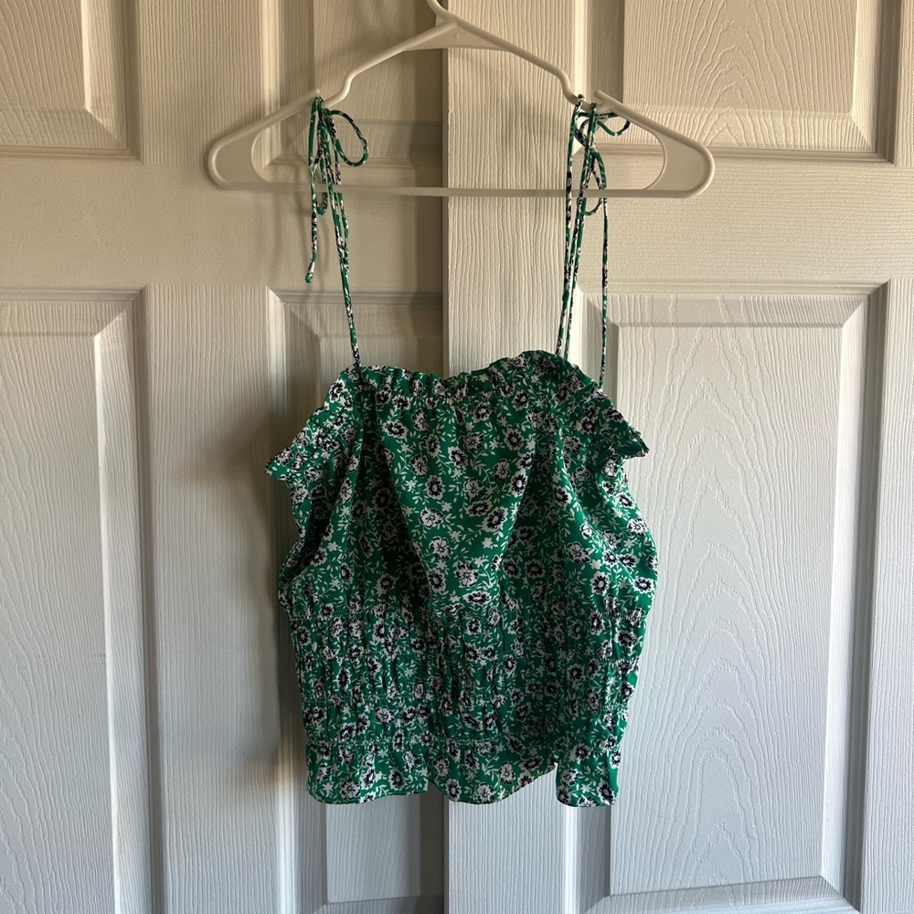 Sugarlips Green Smocked Camisole with Tie Front